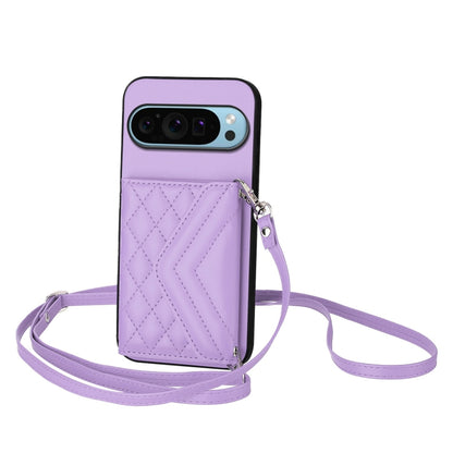 Rhombic Texture Card Bag RFID Phone Case with Long Lanyard, For Google Pixel 9 Pro XL, For Google Pixel 9 / 9 Pro, For Google Pixel 8a, For Google Pixel 8 Pro, For Google Pixel 8