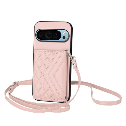 Rhombic Texture Card Bag RFID Phone Case with Long Lanyard, For Google Pixel 9 Pro XL, For Google Pixel 9 / 9 Pro, For Google Pixel 8a, For Google Pixel 8 Pro, For Google Pixel 8