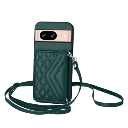 Rhombic Texture Card Bag RFID Phone Case with Long Lanyard, For Google Pixel 9 Pro XL, For Google Pixel 9 / 9 Pro, For Google Pixel 8a, For Google Pixel 8 Pro, For Google Pixel 8