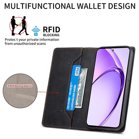 Business Solid Color Magnetic RFID Leather Phone Case, For Realme C100 4G, For Realme 16 5G, For Realme C85 5G / Realme 15x 5G, For Realme C85 Pro 4G, For Realme 14 Pro+, For Realme 14 Pro, For Realme C75 / Realme 14x, For Realme 13+                   ...