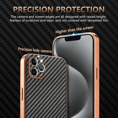 AZNS Electroplated Edge Carbon Fiber Texture Phone Case, For iPhone 11 Pro