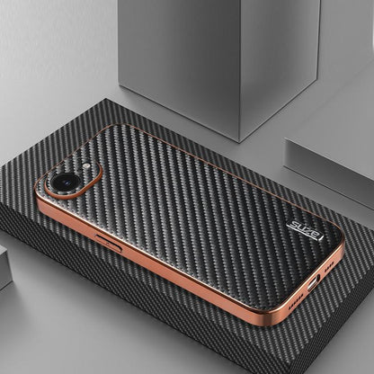 AZNS Electroplated Edge Carbon Fiber Texture Phone Case, For iPhone 17e / 16e, For iPhone 17 Pro Max, For iPhone 17 Pro, For iPhone 17, For iPhone Air, For iPhone 16 Pro Max, For iPhone 16 Pro, For iPhone 16 Plus, For iPhone 16, For iPhone 15 Pro Max  ...