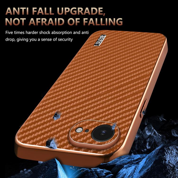 AZNS Electroplated Edge Carbon Fiber Texture Phone Case, For iPhone 17e / 16e, For iPhone 17 Pro Max, For iPhone 17 Pro, For iPhone 17, For iPhone Air, For iPhone 16 Pro Max, For iPhone 16 Pro, For iPhone 16 Plus, For iPhone 16, For iPhone 15 Pro Max  ...