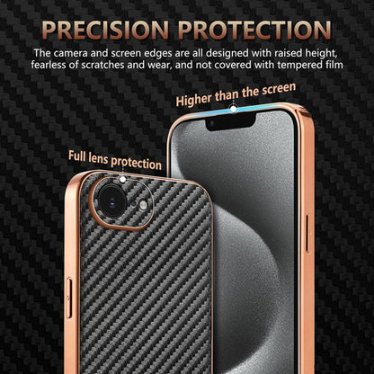 AZNS Electroplated Edge Carbon Fiber Texture Phone Case, For iPhone 17e / 16e, For iPhone 17 Pro Max, For iPhone 17 Pro, For iPhone 17, For iPhone Air, For iPhone 16 Pro Max, For iPhone 16 Pro, For iPhone 16 Plus, For iPhone 16, For iPhone 15 Pro Max  ...