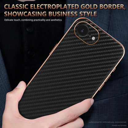 AZNS Electroplated Edge Carbon Fiber Texture Phone Case, For iPhone 17e / 16e, For iPhone 17 Pro Max, For iPhone 17 Pro, For iPhone 17, For iPhone Air, For iPhone 16 Pro Max, For iPhone 16 Pro, For iPhone 16 Plus, For iPhone 16, For iPhone 15 Pro Max  ...