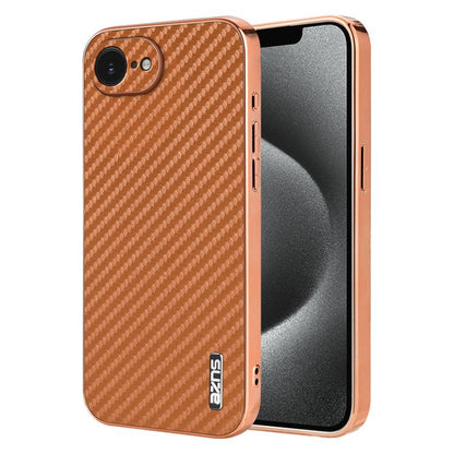 AZNS Electroplated Edge Carbon Fiber Texture Phone Case, For iPhone 17e / 16e, For iPhone 17 Pro Max, For iPhone 17 Pro, For iPhone 17, For iPhone Air, For iPhone 16 Pro Max, For iPhone 16 Pro, For iPhone 16 Plus, For iPhone 16, For iPhone 15 Pro Max  ...
