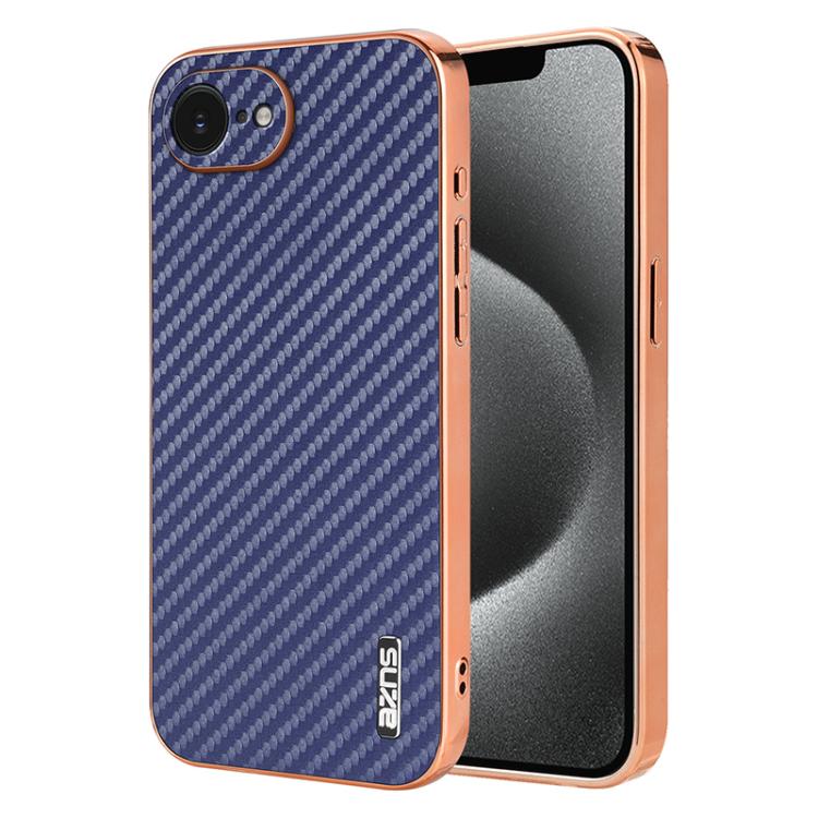 AZNS Electroplated Edge Carbon Fiber Texture Phone Case, For iPhone 17e / 16e, For iPhone 17 Pro Max, For iPhone 17 Pro, For iPhone 17, For iPhone Air, For iPhone 16 Pro Max, For iPhone 16 Pro, For iPhone 16 Plus, For iPhone 16, For iPhone 15 Pro Max  ...