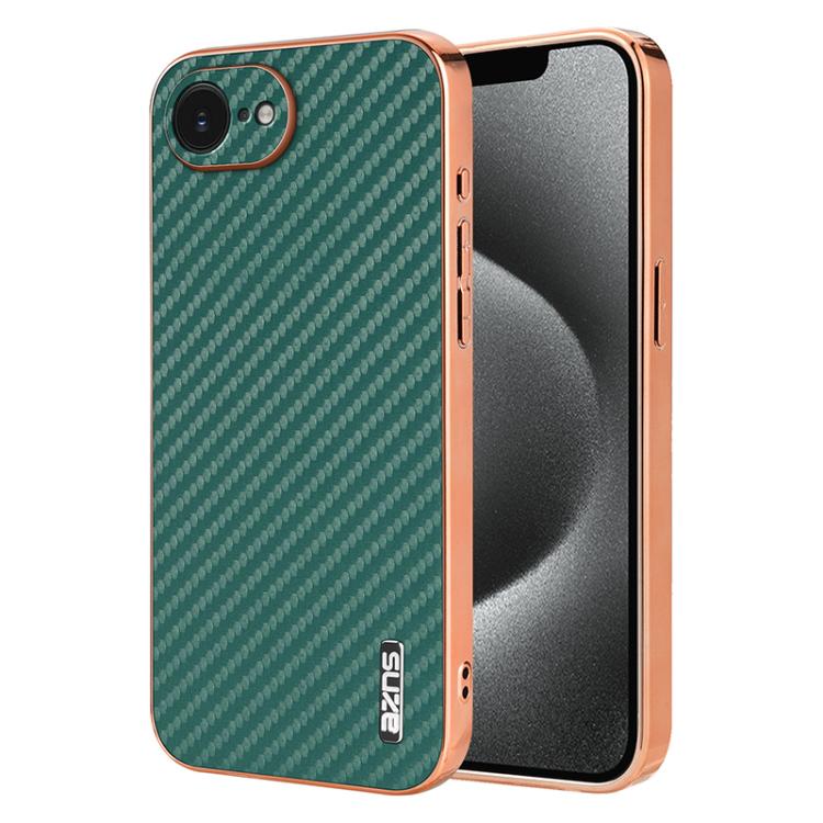 AZNS Electroplated Edge Carbon Fiber Texture Phone Case, For iPhone 17e / 16e, For iPhone 17 Pro Max, For iPhone 17 Pro, For iPhone 17, For iPhone Air, For iPhone 16 Pro Max, For iPhone 16 Pro, For iPhone 16 Plus, For iPhone 16, For iPhone 15 Pro Max  ...