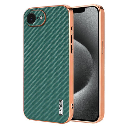 AZNS Electroplated Edge Carbon Fiber Texture Phone Case, For iPhone 17e / 16e, For iPhone 17 Pro Max, For iPhone 17 Pro, For iPhone 17, For iPhone Air, For iPhone 16 Pro Max, For iPhone 16 Pro, For iPhone 16 Plus, For iPhone 16, For iPhone 15 Pro Max  ...