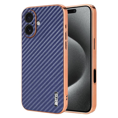 AZNS Electroplated Edge Carbon Fiber Texture Phone Case, For iPhone 17e / 16e, For iPhone 17 Pro Max, For iPhone 17 Pro, For iPhone 17, For iPhone Air, For iPhone 16 Pro Max, For iPhone 16 Pro, For iPhone 16 Plus, For iPhone 16, For iPhone 15 Pro Max  ...