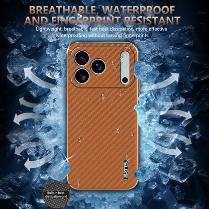 AZNS Electroplated Edge Carbon Fiber Texture Phone Case, For iPhone 18 Pro, For iPhone 18 Pro Max, For iPhone 17e / 16e, For iPhone 17 Pro Max, For iPhone 17 Pro, For iPhone 17, For iPhone Air, For iPhone 16 Pro Max, For iPhone 16 Pro, For iPhone 16 Pl...