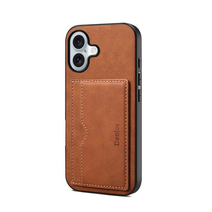 Denior D08 PU Single Card Slot Holder Phone Case, For iPhone 17e / 16e, For iPhone 17 Pro Max, For iPhone 17 Pro, For iPhone 17, For iPhone Air, For iPhone 16 Pro Max, For iPhone 16 Pro, For iPhone 16 Plus, For iPhone 16