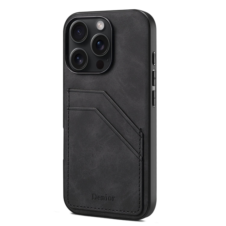 Denior D09 PU Dual Card Slot Back Cover Phone Case, For iPhone 17e / 16e, For iPhone 17 Pro Max, For iPhone 17 Pro, For iPhone 17, For iPhone Air, For iPhone 16 Pro Max, For iPhone 16 Pro, For iPhone 16 Plus, For iPhone 16