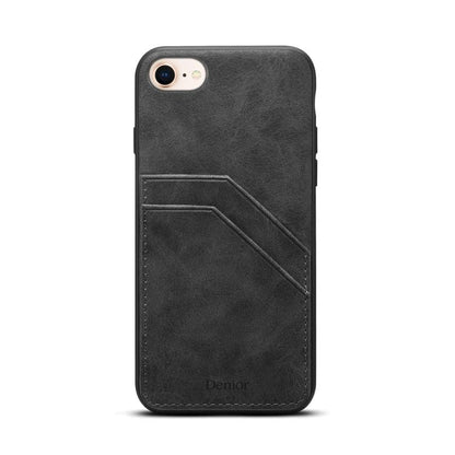 Denior D09 PU Dual Card Slot Back Cover Phone Case, For iPhone 17e / 16e, For iPhone 17 Pro Max, For iPhone 17 Pro, For iPhone 17, For iPhone Air, For iPhone 16 Pro Max, For iPhone 16 Pro, For iPhone 16 Plus, For iPhone 16