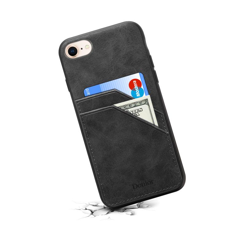 Denior D09 PU Dual Card Slot Back Cover Phone Case, For iPhone 17e / 16e, For iPhone 17 Pro Max, For iPhone 17 Pro, For iPhone 17, For iPhone Air, For iPhone 16 Pro Max, For iPhone 16 Pro, For iPhone 16 Plus, For iPhone 16