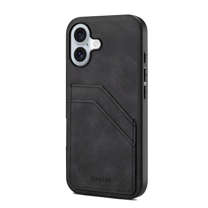 Denior D09 PU Dual Card Slot Back Cover Phone Case, For iPhone 17e / 16e, For iPhone 17 Pro Max, For iPhone 17 Pro, For iPhone 17, For iPhone Air, For iPhone 16 Pro Max, For iPhone 16 Pro, For iPhone 16 Plus, For iPhone 16