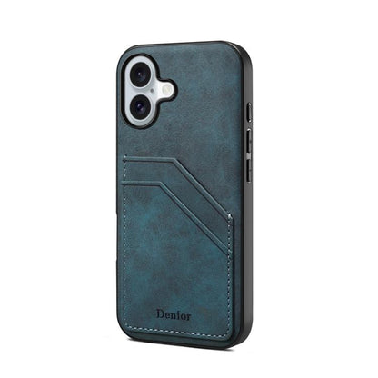 Denior D09 PU Dual Card Slot Back Cover Phone Case, For iPhone 17e / 16e, For iPhone 17 Pro Max, For iPhone 17 Pro, For iPhone 17, For iPhone Air, For iPhone 16 Pro Max, For iPhone 16 Pro, For iPhone 16 Plus, For iPhone 16