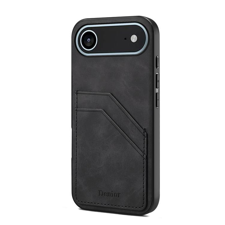Denior D09 PU Dual Card Slot Back Cover Phone Case, For iPhone 17e / 16e, For iPhone 17 Pro Max, For iPhone 17 Pro, For iPhone 17, For iPhone Air, For iPhone 16 Pro Max, For iPhone 16 Pro, For iPhone 16 Plus, For iPhone 16