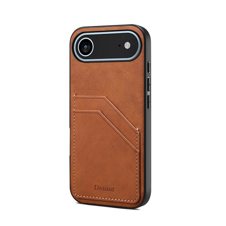 Denior D09 PU Dual Card Slot Back Cover Phone Case, For iPhone 17e / 16e, For iPhone 17 Pro Max, For iPhone 17 Pro, For iPhone 17, For iPhone Air, For iPhone 16 Pro Max, For iPhone 16 Pro, For iPhone 16 Plus, For iPhone 16