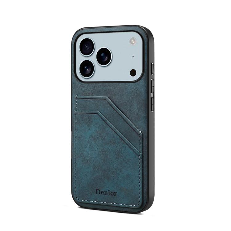 Denior D09 PU Dual Card Slot Back Cover Phone Case, For iPhone 17e / 16e, For iPhone 17 Pro Max, For iPhone 17 Pro, For iPhone 17, For iPhone Air, For iPhone 16 Pro Max, For iPhone 16 Pro, For iPhone 16 Plus, For iPhone 16