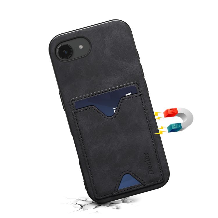 Denior D06 PU Back Cover Card Slot Holder Phone Case, For iPhone 17e / 16e, For iPhone 17 Pro Max, For iPhone 17 Pro, For iPhone 17, For iPhone Air, For iPhone 16 Pro Max, For iPhone 16 Pro, For iPhone 16 Plus, For iPhone 16