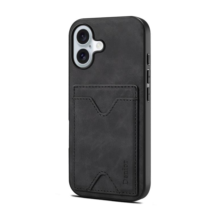 Denior D06 PU Back Cover Card Slot Holder Phone Case, For iPhone 17e / 16e, For iPhone 17 Pro Max, For iPhone 17 Pro, For iPhone 17, For iPhone Air, For iPhone 16 Pro Max, For iPhone 16 Pro, For iPhone 16 Plus, For iPhone 16