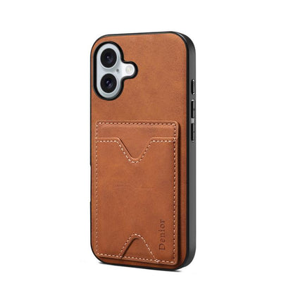 Denior D06 PU Back Cover Card Slot Holder Phone Case, For iPhone 17e / 16e, For iPhone 17 Pro Max, For iPhone 17 Pro, For iPhone 17, For iPhone Air, For iPhone 16 Pro Max, For iPhone 16 Pro, For iPhone 16 Plus, For iPhone 16