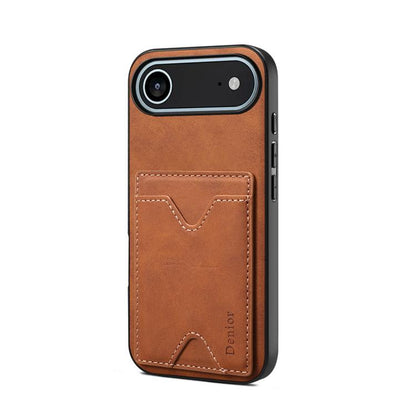 Denior D06 PU Back Cover Card Slot Holder Phone Case, For iPhone 17e / 16e, For iPhone 17 Pro Max, For iPhone 17 Pro, For iPhone 17, For iPhone Air, For iPhone 16 Pro Max, For iPhone 16 Pro, For iPhone 16 Plus, For iPhone 16