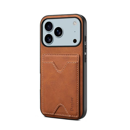 Denior D06 PU Back Cover Card Slot Holder Phone Case, For iPhone 17e / 16e, For iPhone 17 Pro Max, For iPhone 17 Pro, For iPhone 17, For iPhone Air, For iPhone 16 Pro Max, For iPhone 16 Pro, For iPhone 16 Plus, For iPhone 16