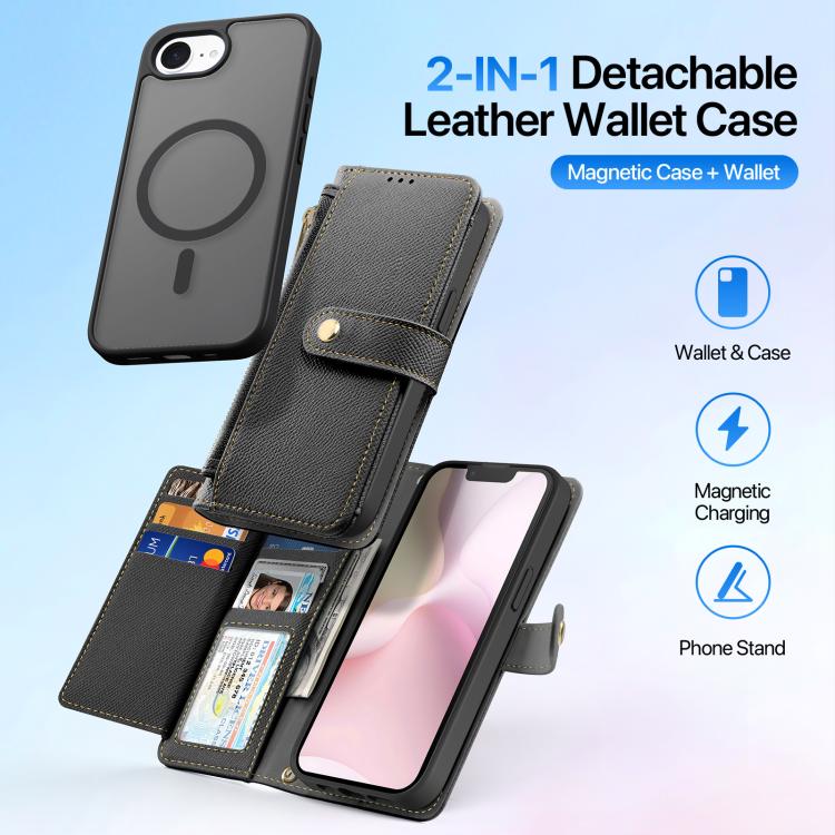 DUX DUCIS Lawa Series 2 in 1 Wallet Zipper Detachable MagSafe Phone Case with Lanyard, For iPhone 17e / 16e, For iPhone 17, For iPhone Air, For iPhone 16 Pro Max, For iPhone 16 Pro, For iPhone 16, For iPhone 15 Pro Max