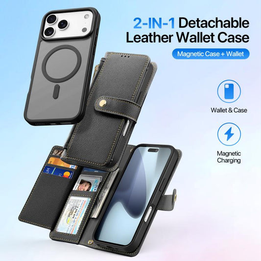 DUX DUCIS Lawa Series 2 in 1 Wallet Zipper Detachable MagSafe Phone Case with Lanyard