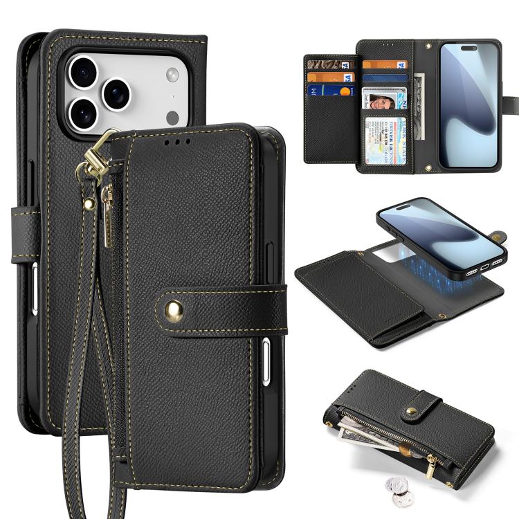 DUX DUCIS Lawa Series 2 in 1 Wallet Zipper Detachable MagSafe Phone Case with Lanyard, For iPhone 18 Pro, For iPhone 18 Pro Max, For iPhone 17e / 16e, For iPhone 17 Pro Max, For iPhone 17 Pro, For iPhone 17, For iPhone Air, For iPhone 16 Pro Max       ...