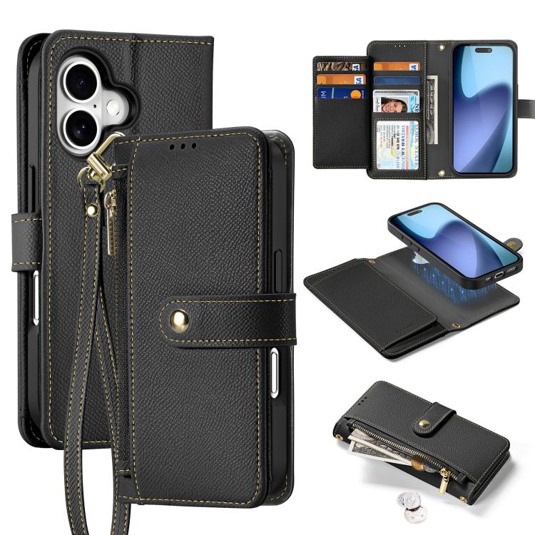 DUX DUCIS Lawa Series 2 in 1 Wallet Zipper Detachable MagSafe Phone Case with Lanyard, For iPhone 17e / 16e, For iPhone 17, For iPhone Air, For iPhone 16 Pro Max, For iPhone 16 Pro, For iPhone 16, For iPhone 15 Pro Max