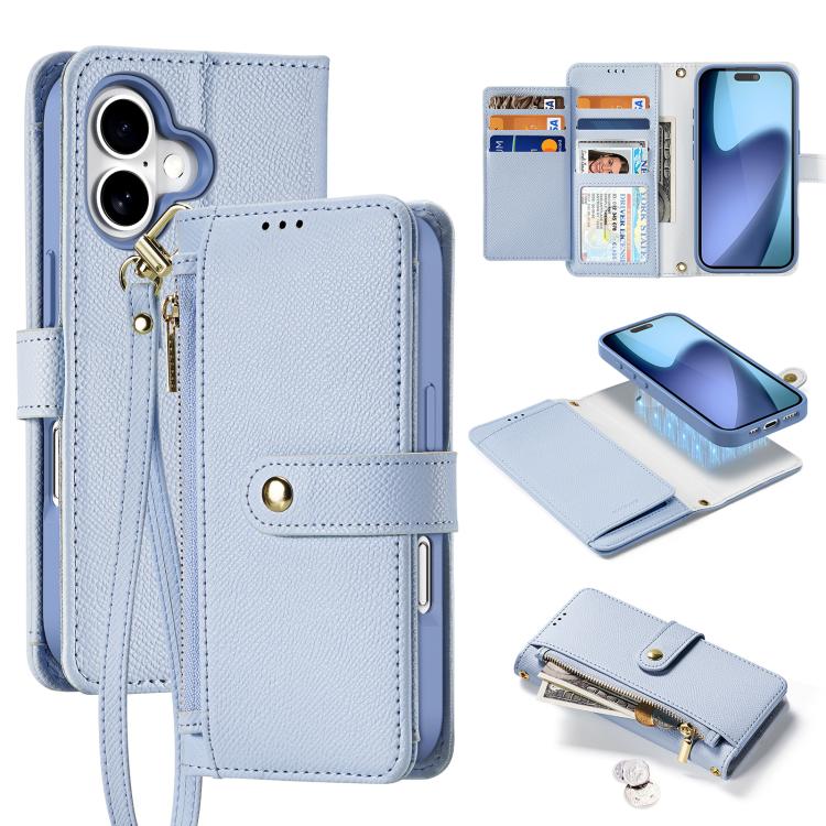 DUX DUCIS Lawa Series 2 in 1 Wallet Zipper Detachable MagSafe Phone Case with Lanyard, For iPhone 17e / 16e, For iPhone 17, For iPhone Air, For iPhone 16 Pro Max, For iPhone 16 Pro, For iPhone 16, For iPhone 15 Pro Max