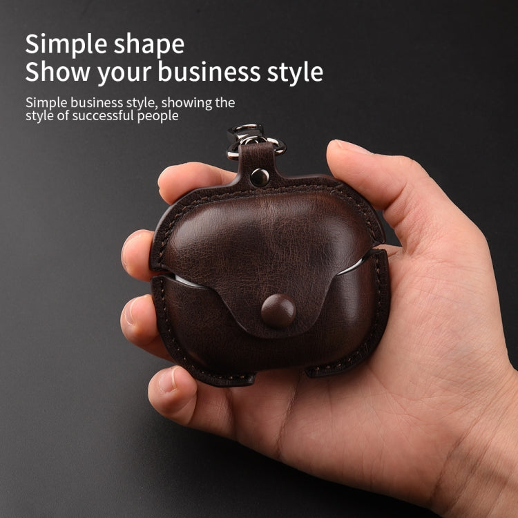 Business Leather Bluetooth Earphone Protective Case with Hook, For Samsung Galaxy Buds3 FE, For Samsung Galaxy Buds 3