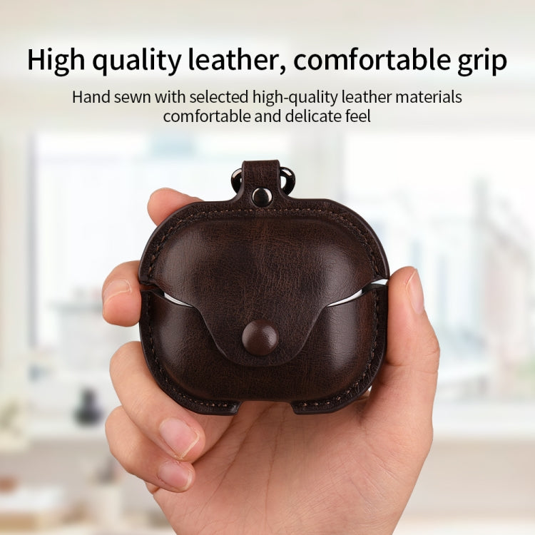 Business Leather Bluetooth Earphone Protective Case with Hook, For Samsung Galaxy Buds3 FE, For Samsung Galaxy Buds 3
