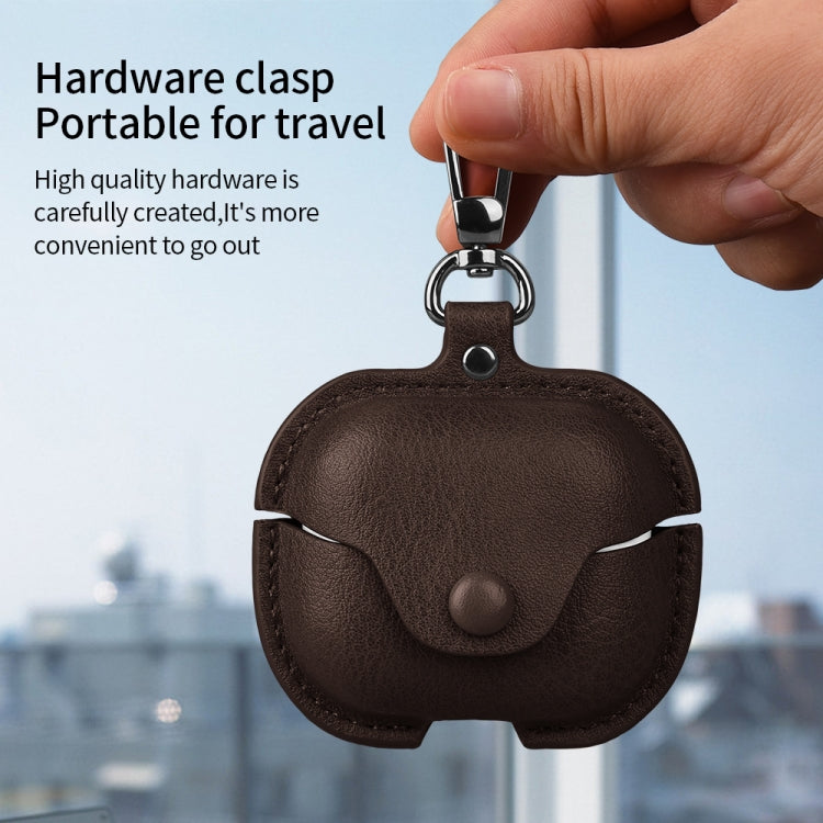 Business Leather Bluetooth Earphone Protective Case with Hook, For Samsung Galaxy Buds3 FE, For Samsung Galaxy Buds 3