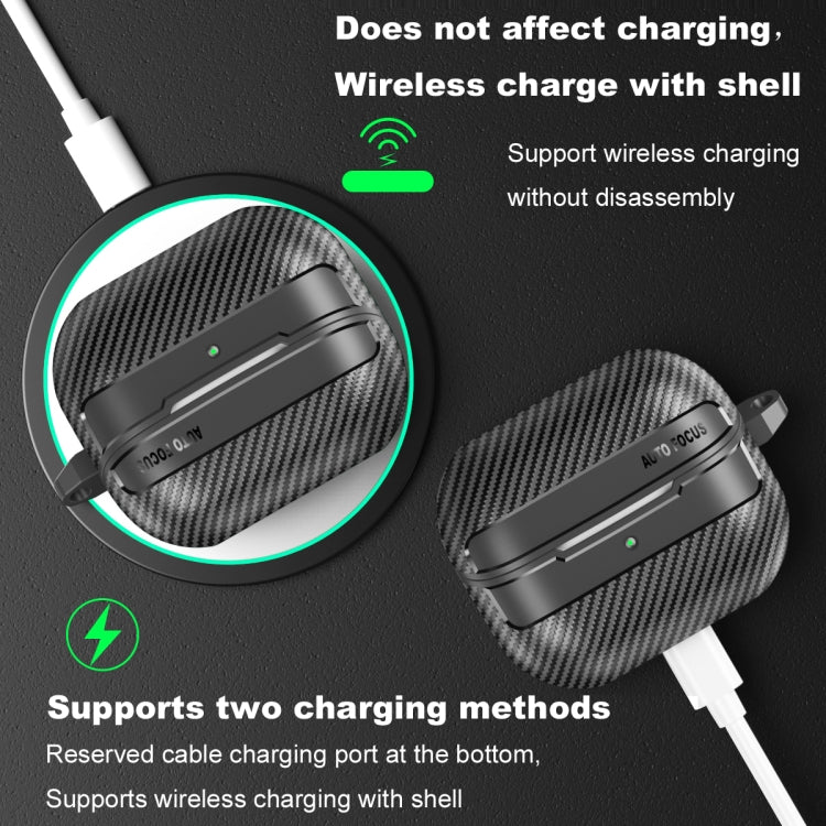 Carbon Fiber Texture Earphone Protective Case with Carabiner, For Samsung Galaxy Buds3 / 3 Pro