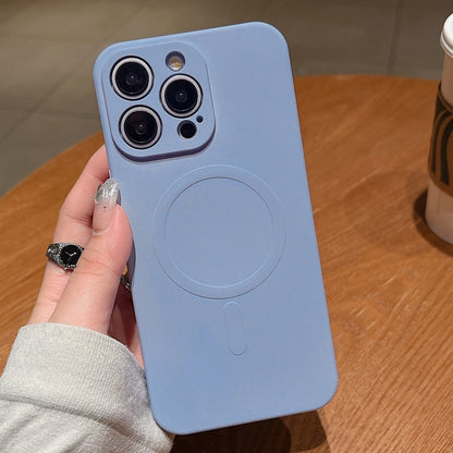 Solid Color Liquid Silicone MagSafe Magnetic Phone Case