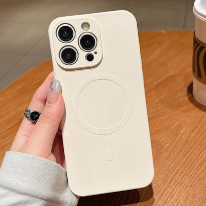 Solid Color Liquid Silicone MagSafe Magnetic Phone Case
