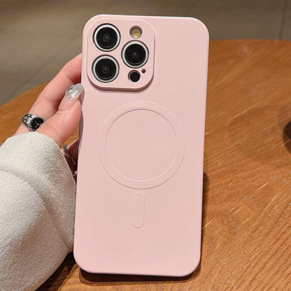 Solid Color Liquid Silicone MagSafe Magnetic Phone Case