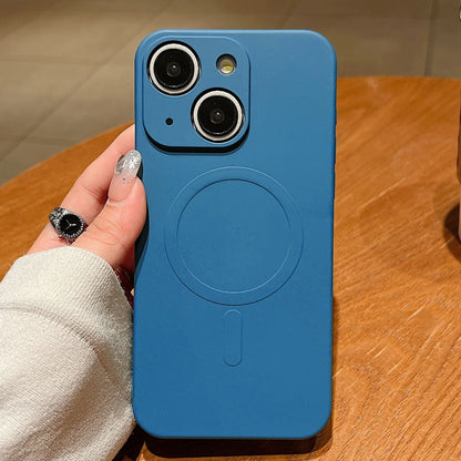 Solid Color Liquid Silicone MagSafe Magnetic Phone Case