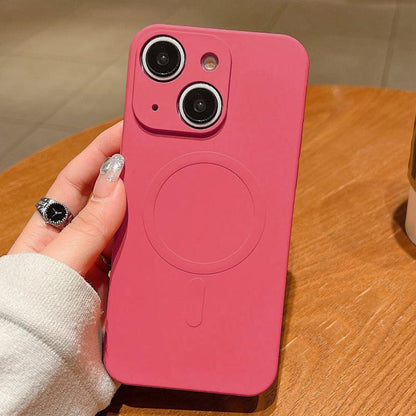 Solid Color Liquid Silicone MagSafe Magnetic Phone Case
