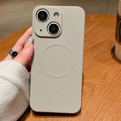 Solid Color Liquid Silicone MagSafe Magnetic Phone Case