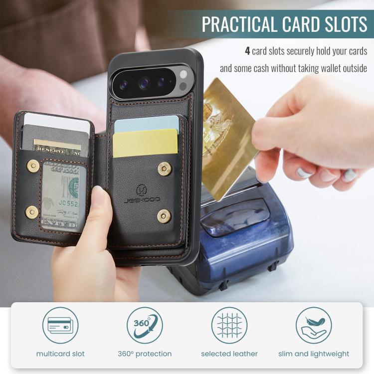 JEEHOOD J05 Business Magnetic Style RFID Leather Phone Case, For Google Pixel 11 Pro XL, For Google Pixel 11 / 11 Pro, For Google Pixel 10a, For Google Pixel 9a, For Google Pixel 9 Pro XL, For Google Pixel 9 / 9 Pro