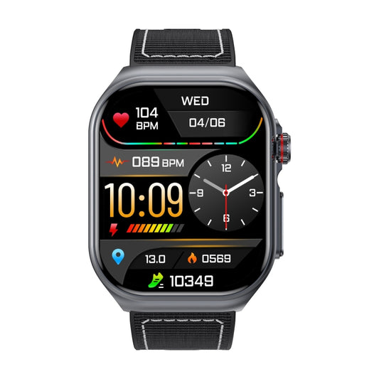 Montre intelligente étanche ET585 avec bracelet en nylon de 2,04 pouces et indice IP68, prenant en charge la mesure de l'ECG et de la composition sanguine