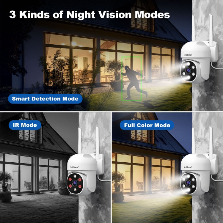 SriHome SH061 2MP 2.4G WiFi AI Humanoid Tracking Infrared Night Vision Camera, EU Plug, US Plug, UK Plug