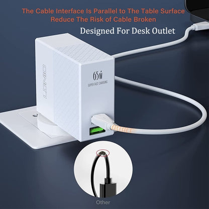 LDNIO A2620C PD3.0 65W USB Power Adapter Travel Charger with Type-C to Type-C Cable, EU Plug, US Plug, UK Plug