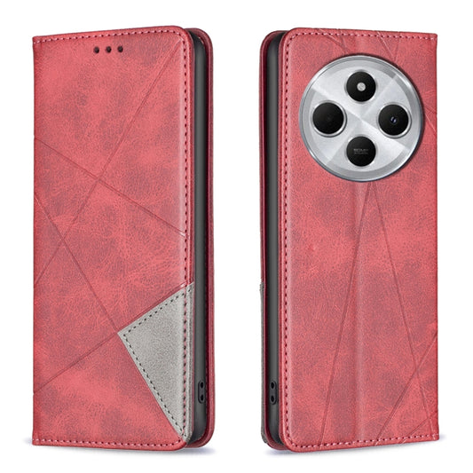 Rhombus Texture Magnetic Leather Phone Case, For Redmi 14C 4G