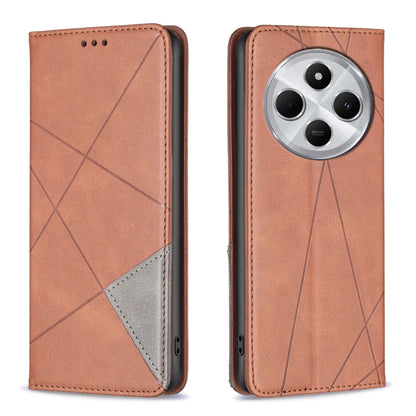 Rhombus Texture Magnetic Leather Phone Case, For Redmi 14C 4G